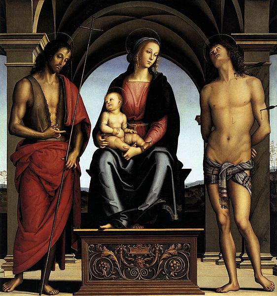 Pietro Perugino The Madonna between St John the Baptist and St Sebastian